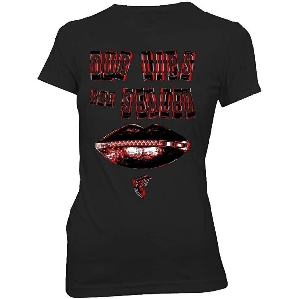 Famous Stars and Strips T-Shirt Our Lips are Sealed Tee - Black, Juniors XL